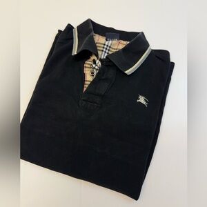 Burberry Black Polo Shirt with Check Collar